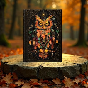Boho Owl Hardcover Journal – Celestial Writing Notebook | Mystical Spiritual Diary | Personalized Owl Lover Gift