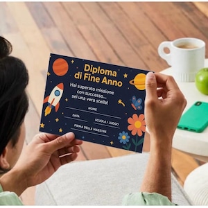 Diploma di Fine Anno Scuola dell’Infanzia – Certificato da Stampare in PDF – Colorato e Personalizzabile