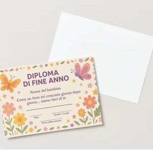 Diploma di Fine Anno Scuola dell’Infanzia – Certificato da Stampare in PDF – Colorato e Personalizzabile