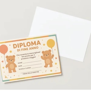Diploma di Fine Anno Scuola dell’Infanzia – Certificato da Stampare in PDF – Colorato e Personalizzabile
