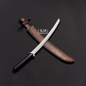 Japanese Tanto Style Handmade 6150 High Carbon Steel Full Tang Fixed Katana Style Short Sword With Leather Sheath, Best Men Gifts For Him