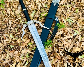 Handmade Geralt of Rivia Aerondight Sword Witcher Swordwith Wall Mount