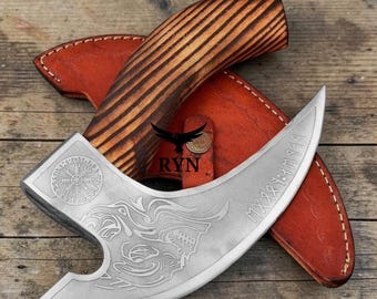 Handmade Viking Pizza Cutter Axe – Carbon Steel Nordic Kitchen Tool