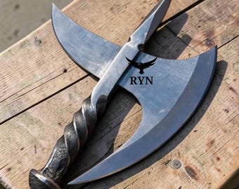 HandForged Carbon Steel Axe  Viking Axe Spear With Cover