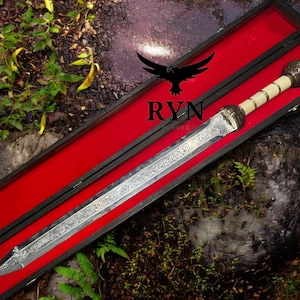Hand Forged Roman Gladius Sword, Hand Engraved sword  with Beautiful wooden Box Personalized Gift, Anniversary Gift For Him, Best Gift