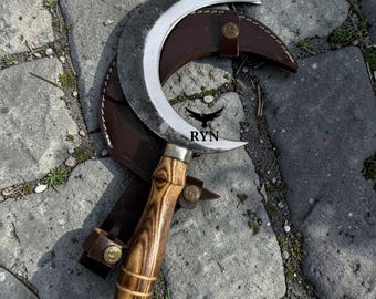 Handmade Boline Moon Knife  Curved Blade  Hand Forged  Gift for Craftsman