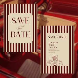 Editable SAVE the Date Wedding Invitation Template Vintage Red | Canva Template Digital Download Red Invite Printable