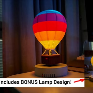 Hot Air Balloon Magnetic Levitating Lamp | 3D Printing STL Files | Floating LED Night Light | Unique Hover Lamp Decor | DIY 3D + Bonus Files