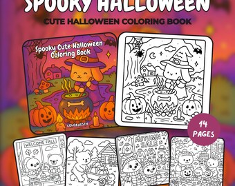 Livre de coloriage d'Halloween pour adultes - Coloriages effrayants et mignons - Coloriages d'automne relaxants pour soulager le stress
