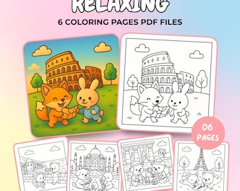 Coloriages Landmark : activité de soulagement du stress pour adultes et enfants (téléchargement numérique PDF)