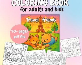 Livre de coloriage amis de voyage : 40 pages de destinations du monde (PDF imprimable)