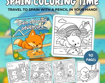 Livre de coloriage Spain Adventures – 40 pages à colorier de voyage (modèle PDF)