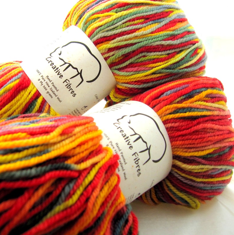 100 Hand Painted Pure New Zealand Wool by Creative Fibres Etsy