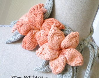 PDF Knit Jewelry Flower Pattern - Plumeria Lariat