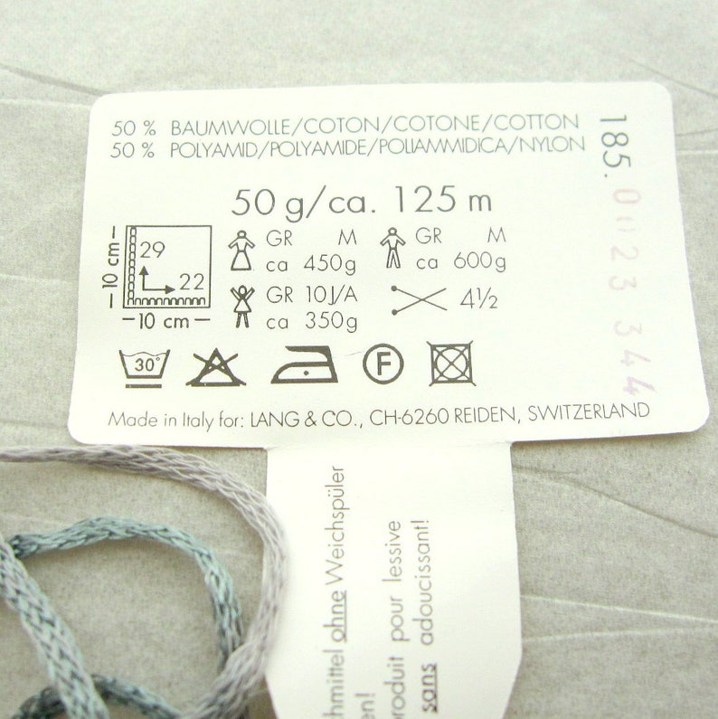 Lang Musica Cotton Woven Ribbon Yarn Seafoam Green and Gray 5 Skeins