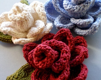 PDF Knit Flower Pattern - Rose Flower