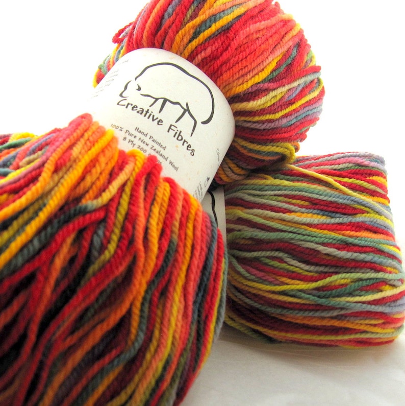 100 Hand Painted Pure New Zealand Wool by Creative Fibres Etsy