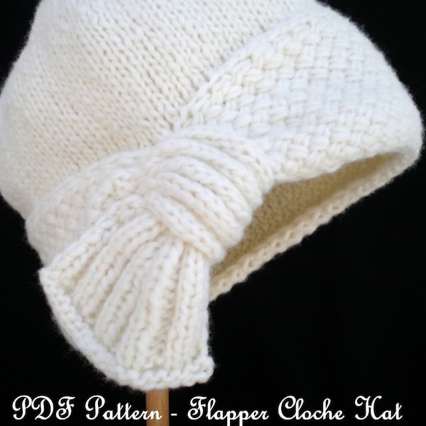 PDF Pattern Women Knit Cloche Hat - Flapper Cloche Hat