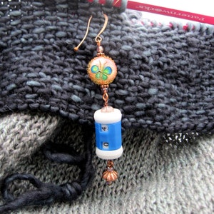 Bead Knitting / Crocheting Removable Stitch Marker Roll Counter Copper and Blue Counter image 5