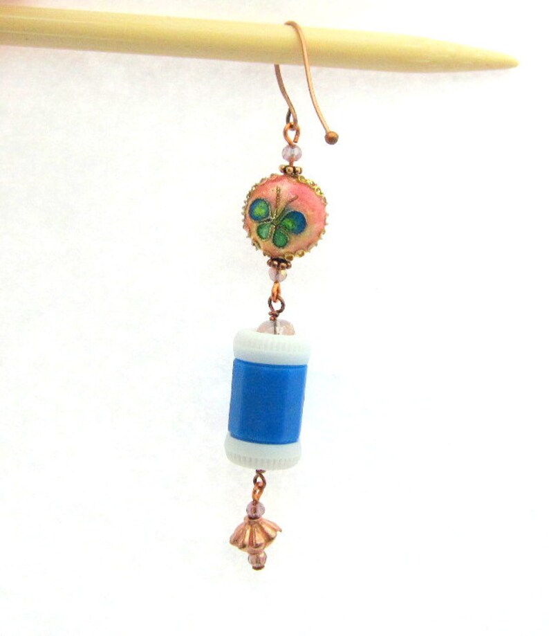 Bead Knitting / Crocheting Removable Stitch Marker Roll Counter Copper and Blue Counter image 4