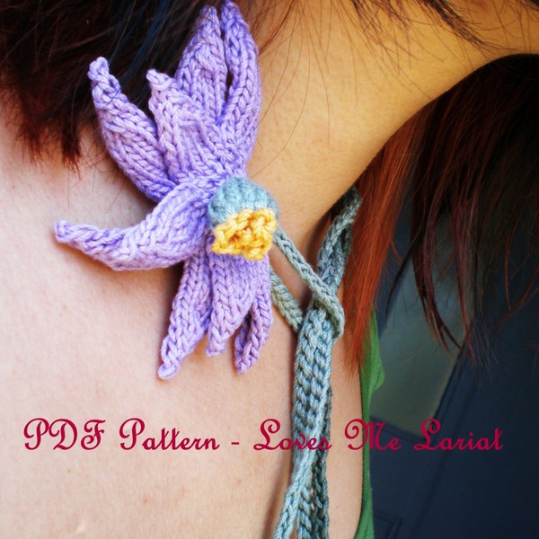 PDF Pattern Knit Daisy Flower Necklace - Loves Me Lariat