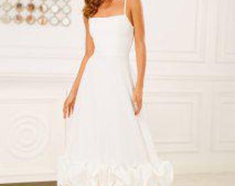 Vestido midi elegante: tirantes finos, para invitada de boda, para fiesta de graduación