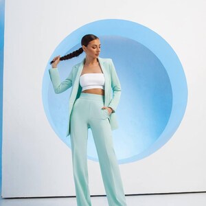 Women&#39;s Classic Trouser Suit Elegant Graduation Pantsuit Formal Jacket High Waisted Pants  Bridal Suit rehearsal outfit Prom Pantsuit