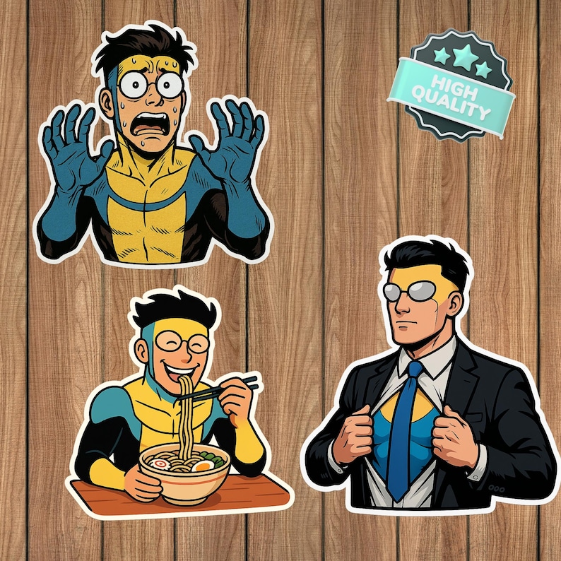 Invincible Stickers Pack: Superhero Action Designs (PNG + PDF Download ...