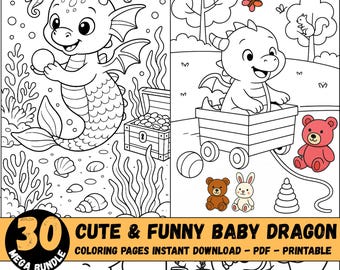 Baby Drachen Malvorlagen | Ausdruckbare Arbeitsblätter für Kinder (PDF)