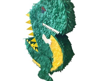 Zielona piniata z dinozaurem T-Rex na imprezy, dekoracja w stylu jurajskim
