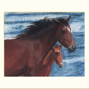 Outer Banks Ponies reproduction print in off-white mat image 2