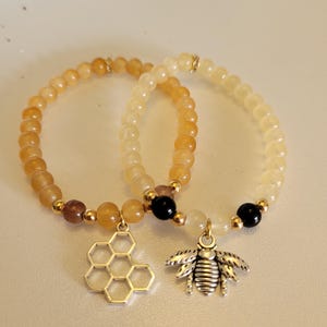 Bee and Honey charm matching bracelet set