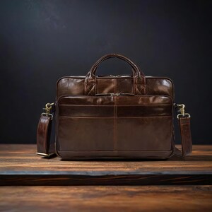 Grande serviette en cuir | Authentique | millésime | Macbook 16 pouces | Hommes | Unisexe | Travail | Officiel | Sac messager