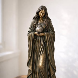 Estatua de María Magdalena 24 cm con recipiente en las manos | Decoración devocional para hogar, oración y consuelo Statue 24 cm / 10 inch