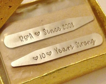 Anniversary Gifts for Man: Personalized Collar Stays, Custom Collar Stiffeners, Shirt Stays, Collar Stay, Stainless Steel, Gift Boxed