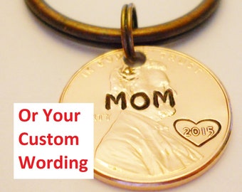 MOM Keychain or Custom: Personalized Family Keychain; 2025 New Mom Gift; New Grandma; Mommy, Sister, Aunt, Auntie; Hand Stamped Custom Penny