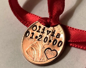 Personalized Christmas Ornament: Penny Ornament, Name and Date of Birth; Birth Year Keepsake Ornament, 1959 - 2025 Penny, Son Daughter Mom