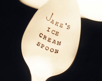 Personalized Ice Cream Spoon: Custom Teaspoon Stamped With Name, Customized Ice Cream Lover Gift, Engraved Silver, Birthday for Him Her Teen