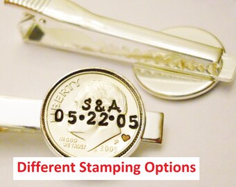 70th Birthday Gift Anniversary Gift 1949 1950 1948 Dime Tie Bar Clasp Tie Tack Gifts For Him Mens Accessories