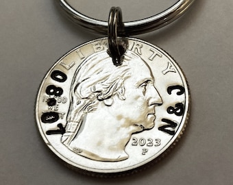 25th Anniversary Gift: 2026 QUARTER Keychain; Personalized Silver 25th Wedding, Husband Wife Couple Gift, 25 Years, Custom Initials Date