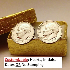 27th Anniversary Mens Gift: 27 Year Gift for Him Husband, 27th Wedding / Birthday, 1998 Dime Cufflinks, 27 Years of Marriage, Shirt Fastener