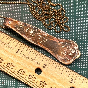 Painted Necklace, Spoon Art, Silverware Spoon Jewelry, Vintage Recycled Upcycled Flatware, RUSTIC Repurposed Silverplated Handle Pendant image 1