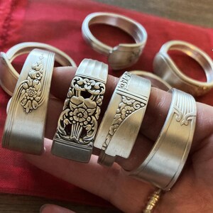 Silver Napkin Rings Handcrafted From Vintage Silverware, Napkin Holders, Random Patterns, Birthday Anniversary Wedding Gifts, Table Decor