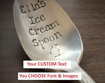 Custom Tablespoon, Personalized Hand Stamped Spoon, Choose Your Fonts / Images, Custom Phrase, Vintage Silver Plated Spoon, LARGE Spoon