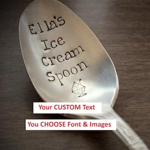 Custom Tablespoon, Personalized Hand Stamped Spoon, Choose Your Fonts / Images, Custom Phrase, Vintage Silver Plated Spoon, LARGE Spoon