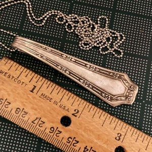 Flatware Necklace, Silverware Jewelry, Vintage Silver Spoon Handle Pendant, Antique Recycled Upcycled Repurposed Silverplate Jewelry, 1915