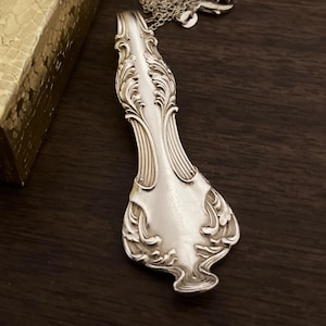 Silver Pendant, Vintage Silverplate Spoon Necklace Jewelry, Antique Upcycled Repurposed Silverware, Crest 1906, Gift Box, Birthday for Mom