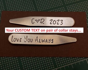 Birthday Gift for Man, Anniversary Gift for Husband, Fathers Day Gift for Him, Collar Stays Personalized, Custom Shirt Stays, Gift Boxed