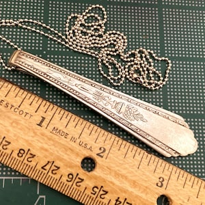 Spoon Pendant Necklace, Silverware Jewelry, Vintage Silver Plated Spoon Handle Pendant, Antique Recycled Upcycled Repurposed Flatware