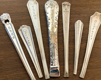Plant Markers, Garden Stakes, Flower Markers, Herb Markers, Hand Stamped Upcycled Repurposed Vintage Flatware Handles Spoons Forks Knives